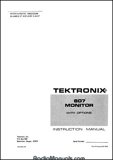 Tektronix 607 Instruction Manual